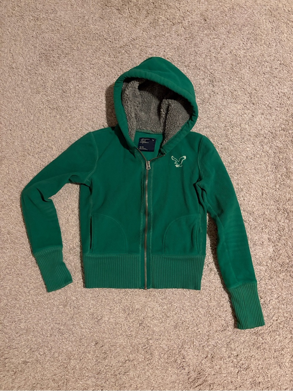 American Eagle Outfitters Green Zip-up Hoodie, size XS.
